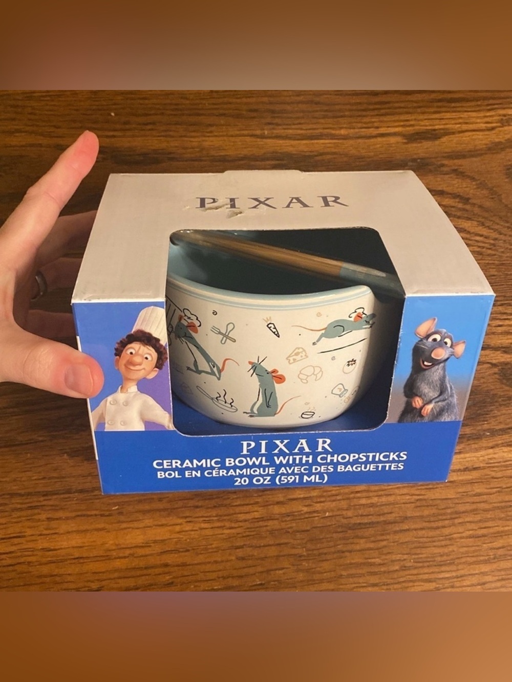Disney Pixar Ratatouille Ceramic Noodle Bowl with Chopsticks